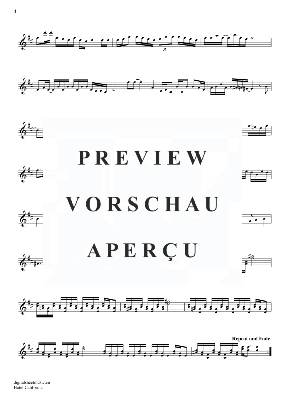 Product gallery: Page 5 of 5 Hotel California, Eagles, The, (transverse flute)