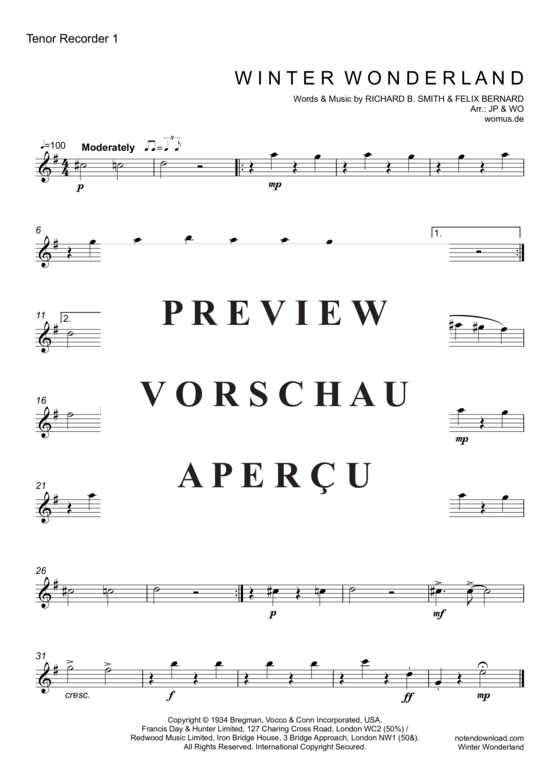 Product gallery: Page 7 of 9 Winter Wonderland (Jazz-Version) , Crosby, Bing, Recorder Quintet SATTB