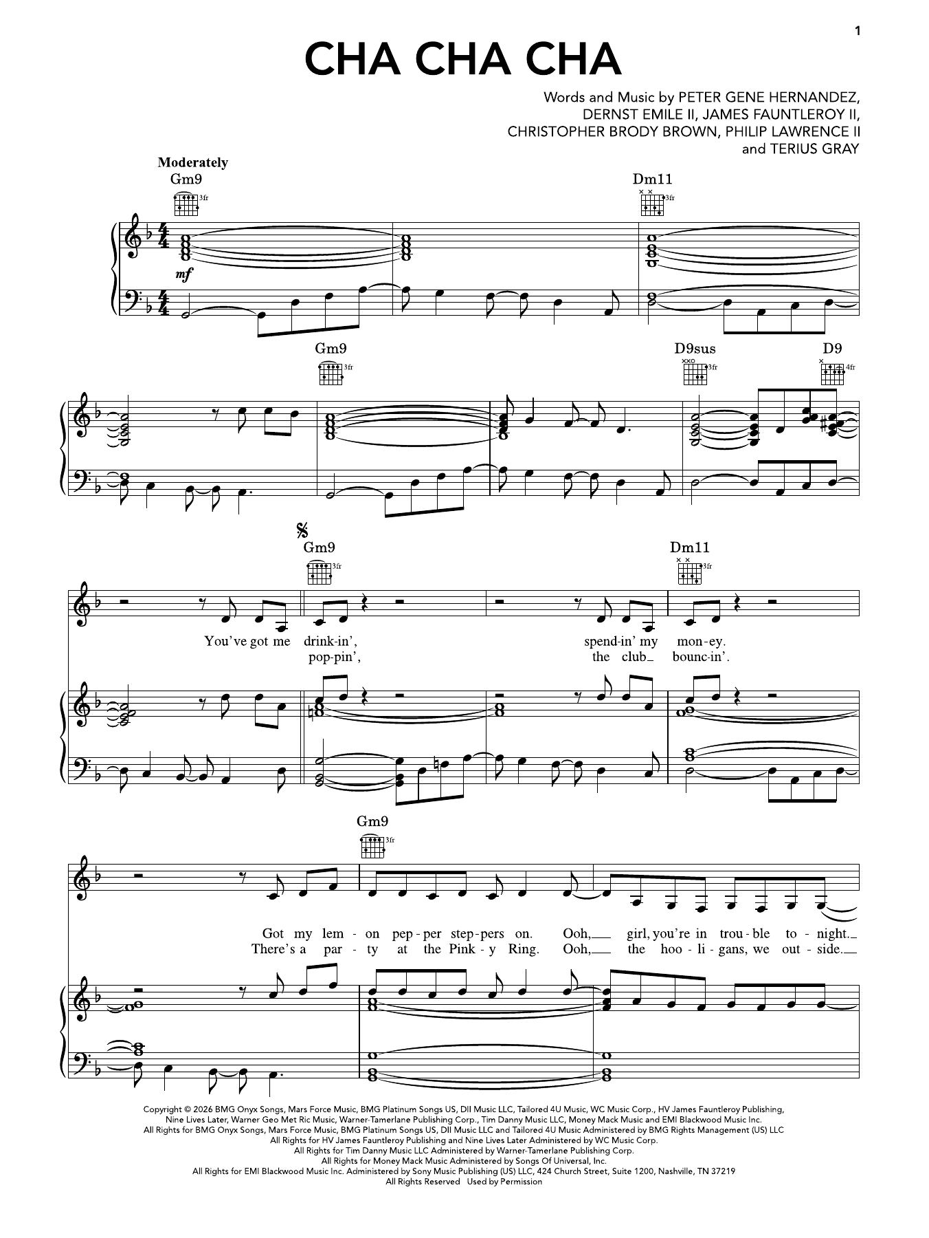 Produktgalerie: Seite 1 von 1 Cha Cha Cha, Bruno Mars, Gesang, Gitarre, Klavier