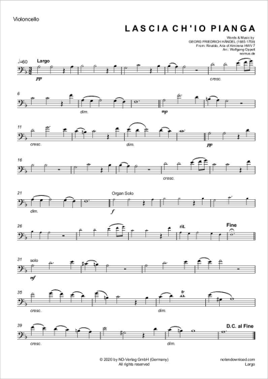 gallery: Largo (Rinaldo: Arie der Almirena) , ,  (Violoncello + Orgel)