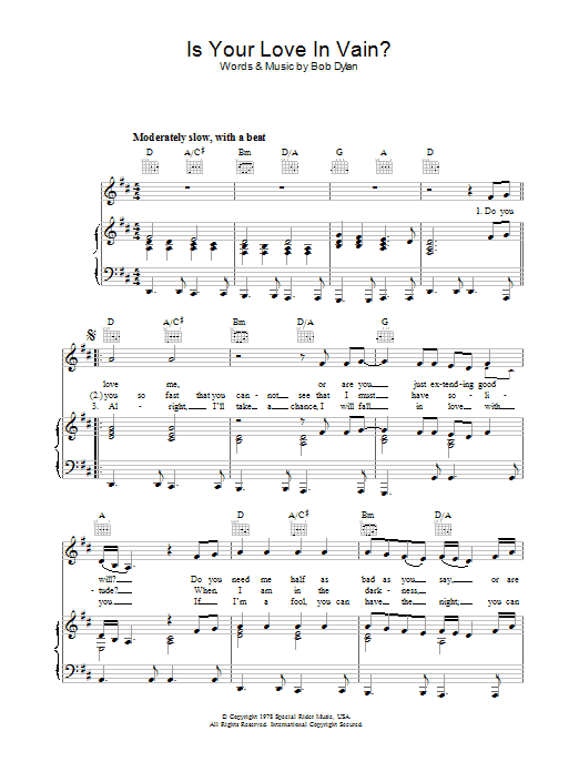 Produktgalerie: Seite 1 von 1 Is Your Love In Vain, Bob Dylan, Gesang, Gitarre, Klavier