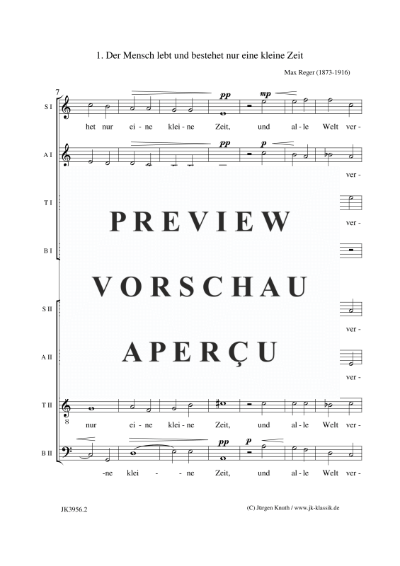 gallery: Der Mensch lebt und bestehet nur eine kleine Zeit Op.138, No.1, , (Gemischter Chor 8-stimmig SSAATTBB)
