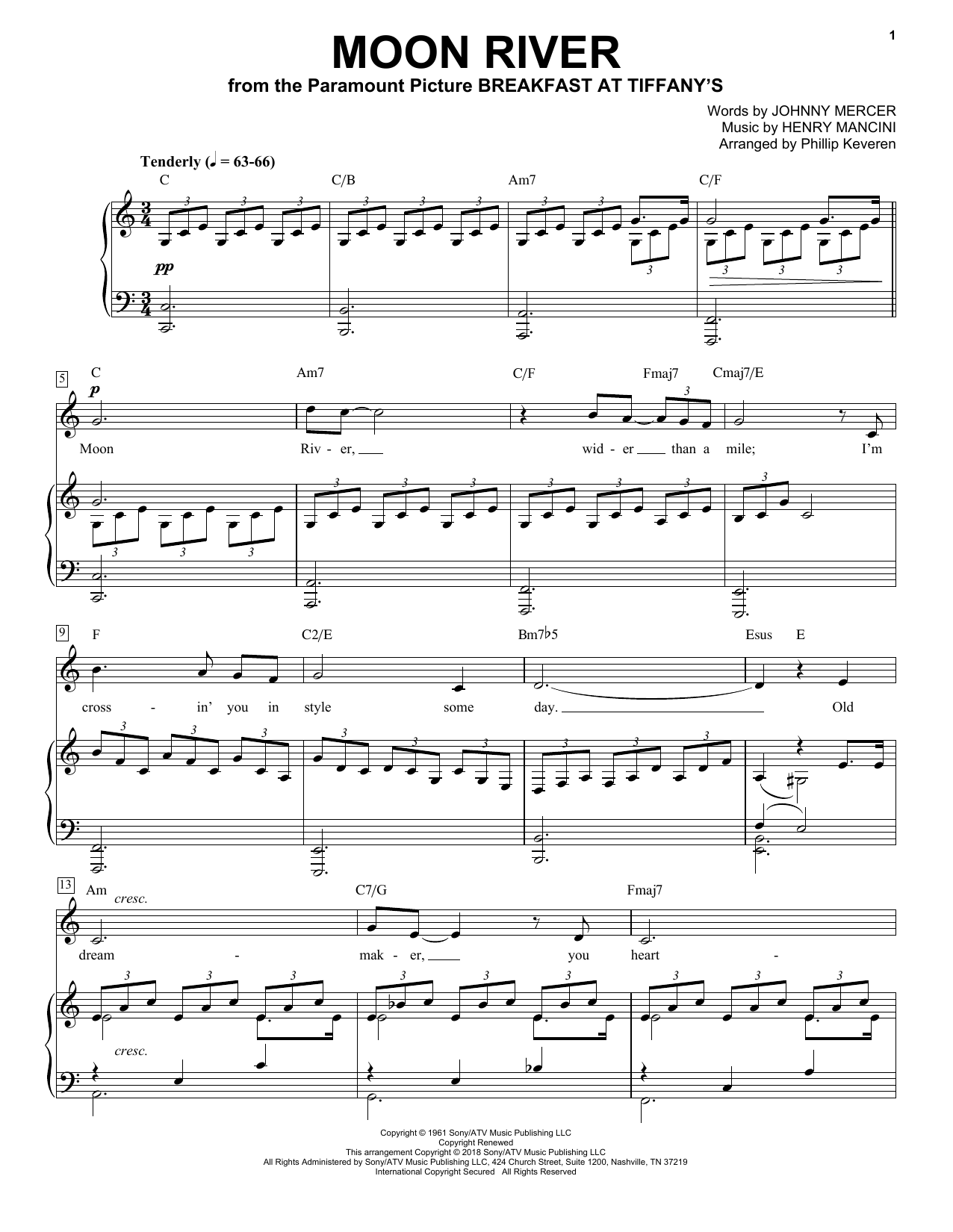 Product picture to: Moon River (arr. Phillip Keveren)