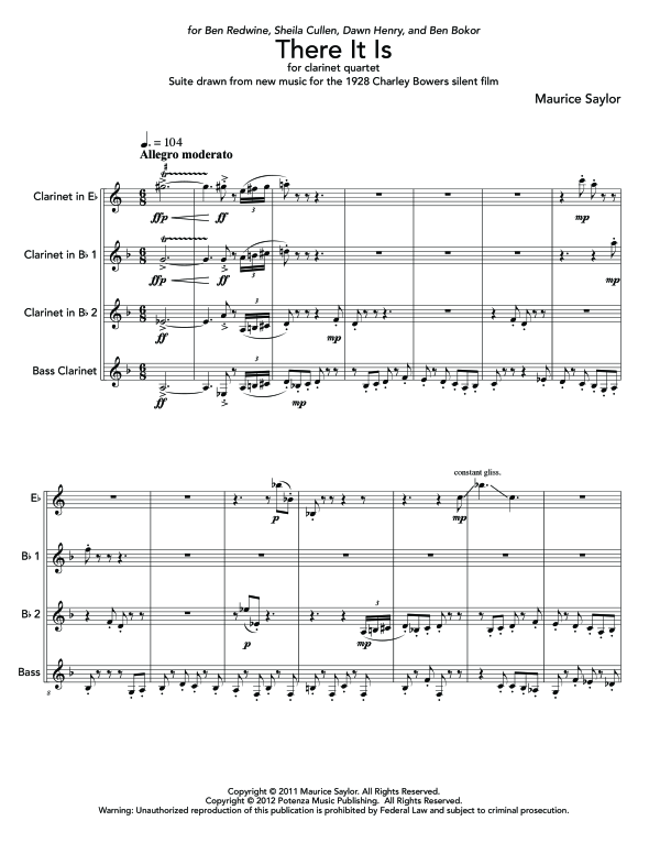 Product gallery: Page 1 of 11 There It Is, , (Clarinet Quartet)