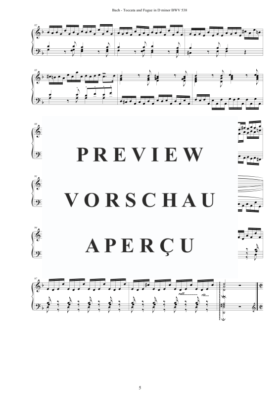 Product gallery: Page 6 of 11 Toccata and Fugue in D minor (Dorian) BWV 538, , Harpsichord/Solo Piano