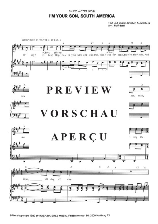 Produktgalerie: Seite 4 von 4 I'm your Son, South America , Silvio, Klavier und Gesang