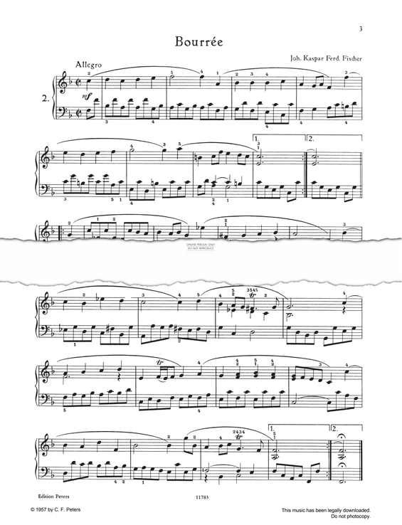 Produktgalerie: Seite 1 von 1 Bourrée F-major F-major, Johann Caspar Ferdinand Fischer, Klavier