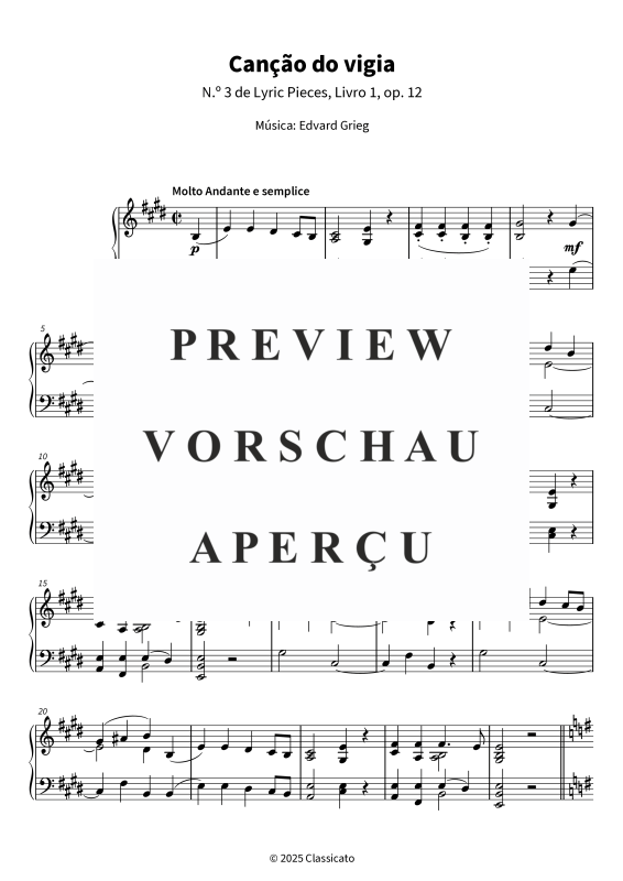 Product gallery: Page 5 of 6 Canção do vigia - N.º 3 de Lyric Pieces, Livro 1, op. 12, , Piano Solo