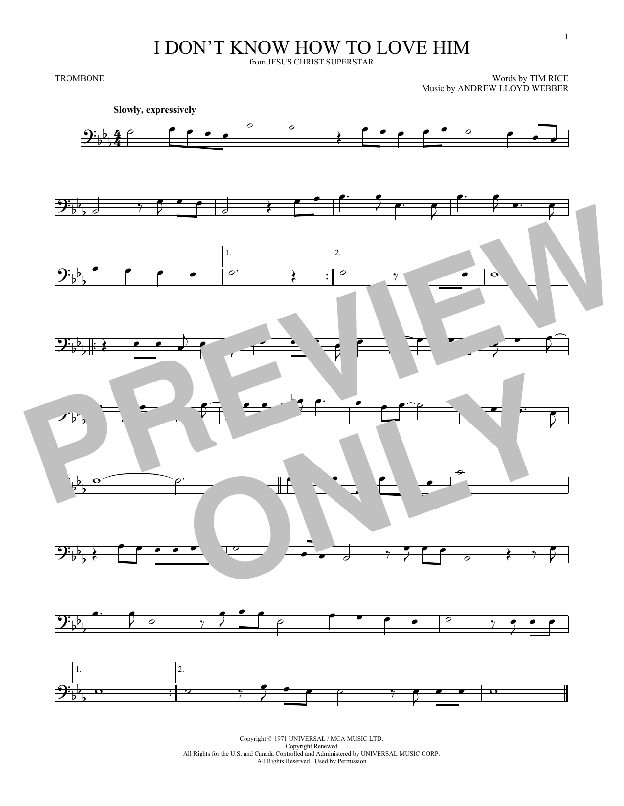 Product gallery: Page 1 of 1 I Don't Know How To Love Him (from Jesus Christ Superstar), Andrew Lloyd Webber