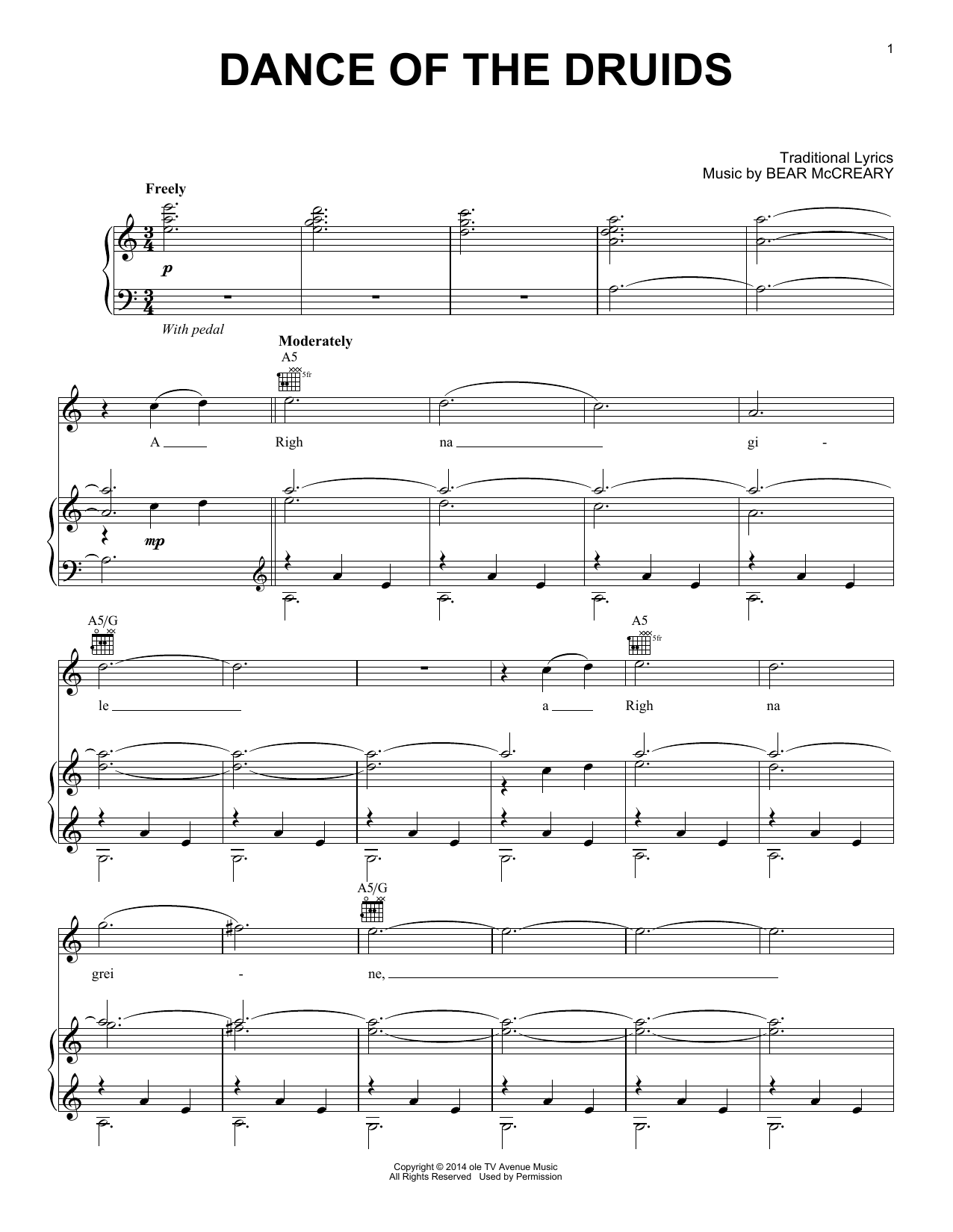 Product gallery: Page 1 of 1 Dance Of The Druids (from Outlander), Bear McCreary