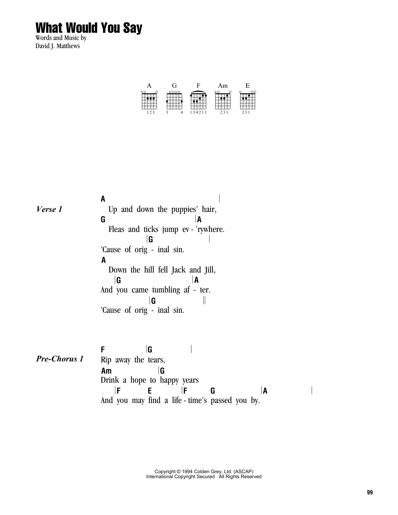 Produktgalerie: Seite 1 von 1 What Would You Say, Dave Matthews Band, Gitarre