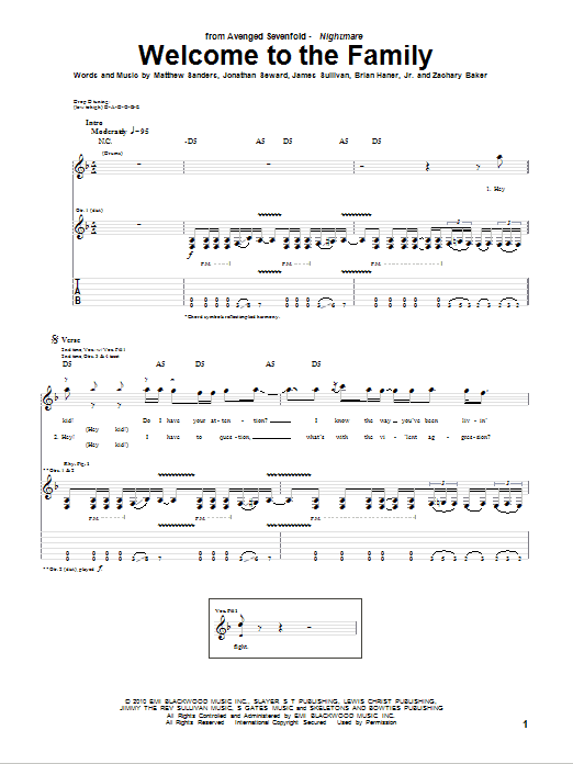 Produktgalerie: Seite 1 von 1 Welcome To The Family, Avenged Sevenfold, Gitarre