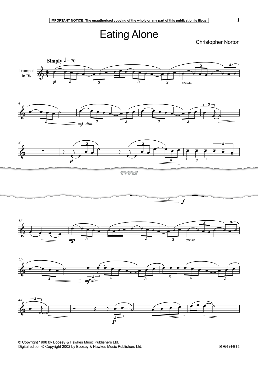 Produktgalerie: Seite 1 von 1 Eating Alone, Christopher Norton, Klavier, Trompete