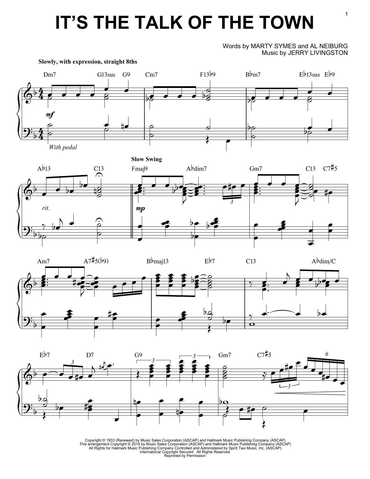 Produktbild zu: It's The Talk Of The Town [Stride version] (arr. Brent Edstrom)