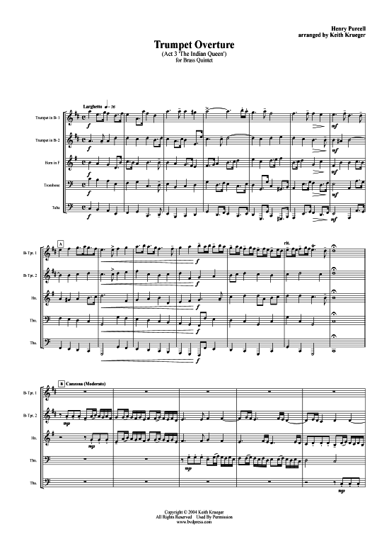 Produktbild zu: Trumpet Overture Henry Purcell (aus: The Indian Queen)