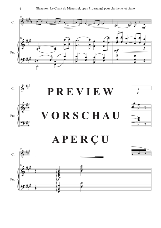 Product gallery: Page 5 of 12 Le Chant du Ménestrel, Opus 71 , , (clarinet in Bb + piano)