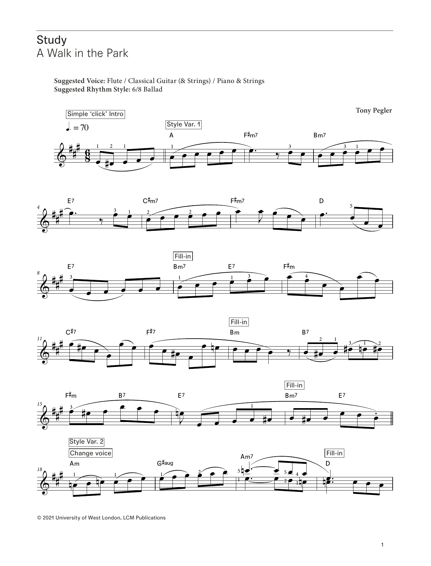 Produktgalerie: Seite 1 von 1 A Walk in the Park (from LCME Electronic Keyboard Study Grade 5), Tony Pegler, Klavier