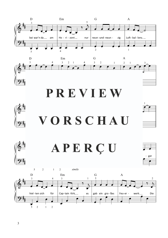Produktgalerie: Seite 4 von 7 99 Luftballons Nena, , Klavier Solo