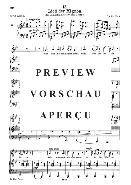 gallery: Lied der Mignon D.877-4 Nur wer die Sehnsucht kennt , , (Gesang mittel + Klavier)
