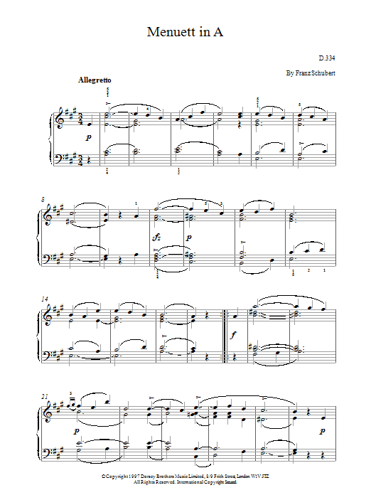 Product gallery: Page 1 of 1 Menuett In A, Franz Schubert