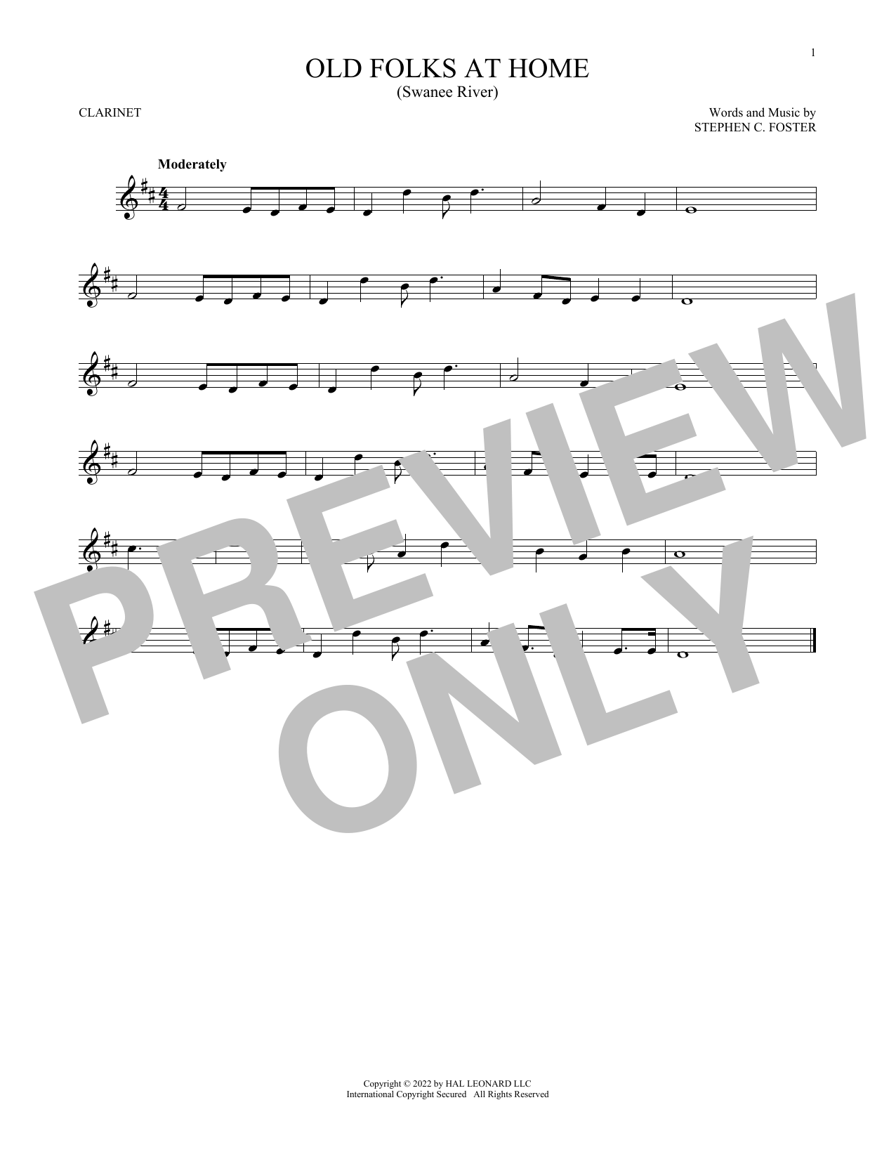 Product gallery: Page 1 of 1 Old Folks At Home (Swanee River), Stephen C. Foster