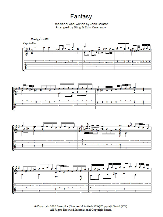 Product gallery: Page 1 of 1 Fantasy (as performed by Sting and Edin Karamazov), John Dowland