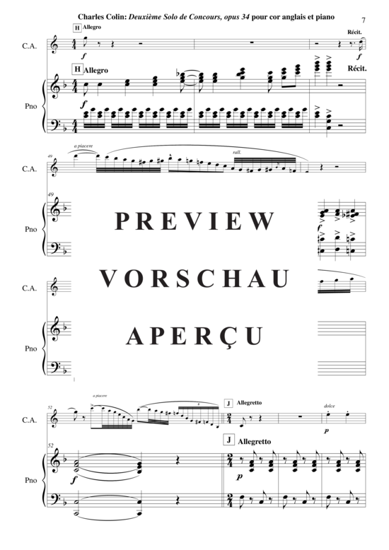 Produktgalerie: Seite 8 von 17 Solo de Concours no. 2, Opus 34 , , (Englischhorn + Klavier)