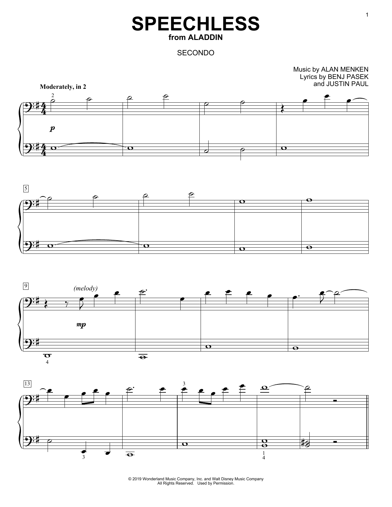 Product picture to: Speechless (from Disney's Aladdin) (arr. David Pearl)