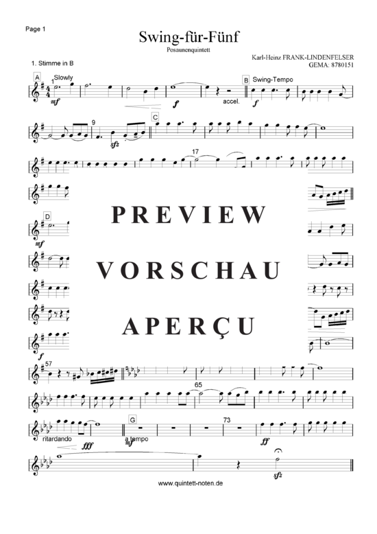 Product gallery: Page 5 of 14 Swing für Fünf , , (Trombone/Tenor Horn Quintet)
