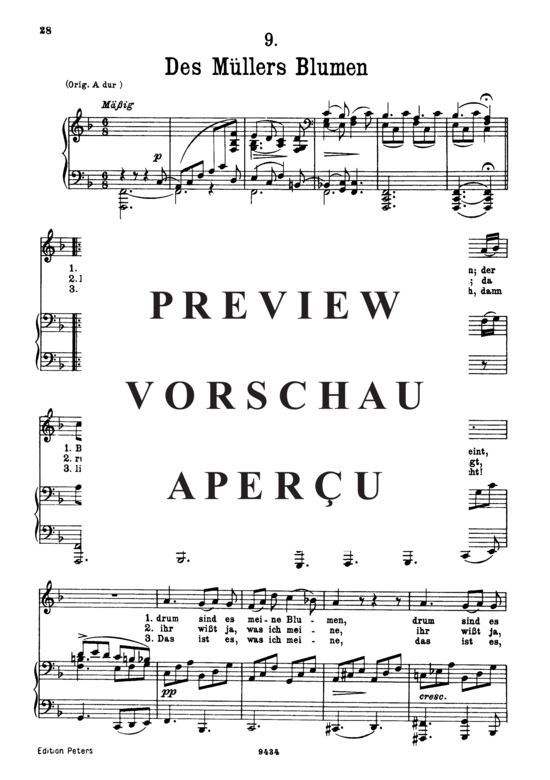 Product gallery: Page 2 of 3 Des Müllers Blumen D.795-9 (Die Schöne Müllerin), , Low Voice and Piano