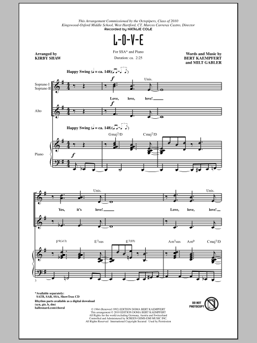 Product gallery: Page 1 of 1 L-O-V-E (arr. Kirby Shaw), Natalie Cole