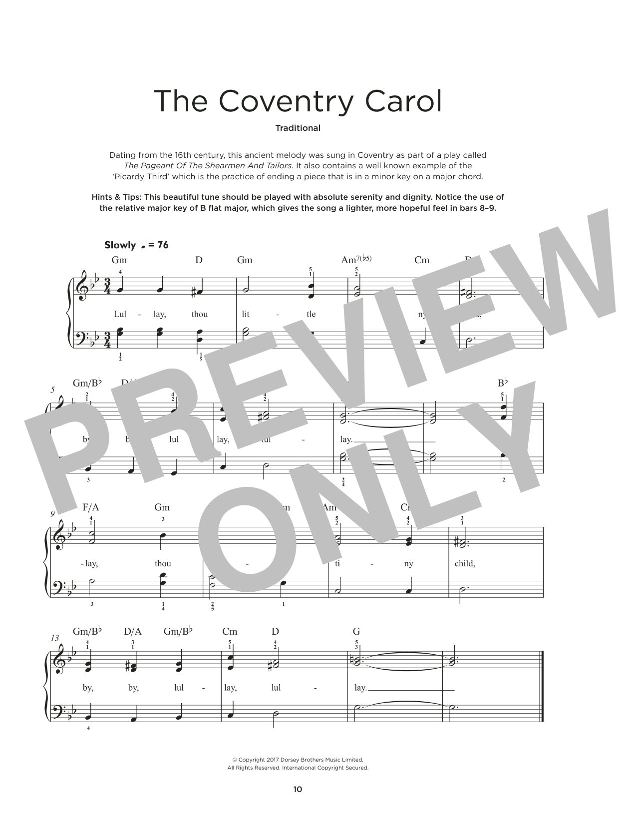 Produktgalerie: Seite 1 von 1 Coventry Carol, Traditional English Melody, Klavier
