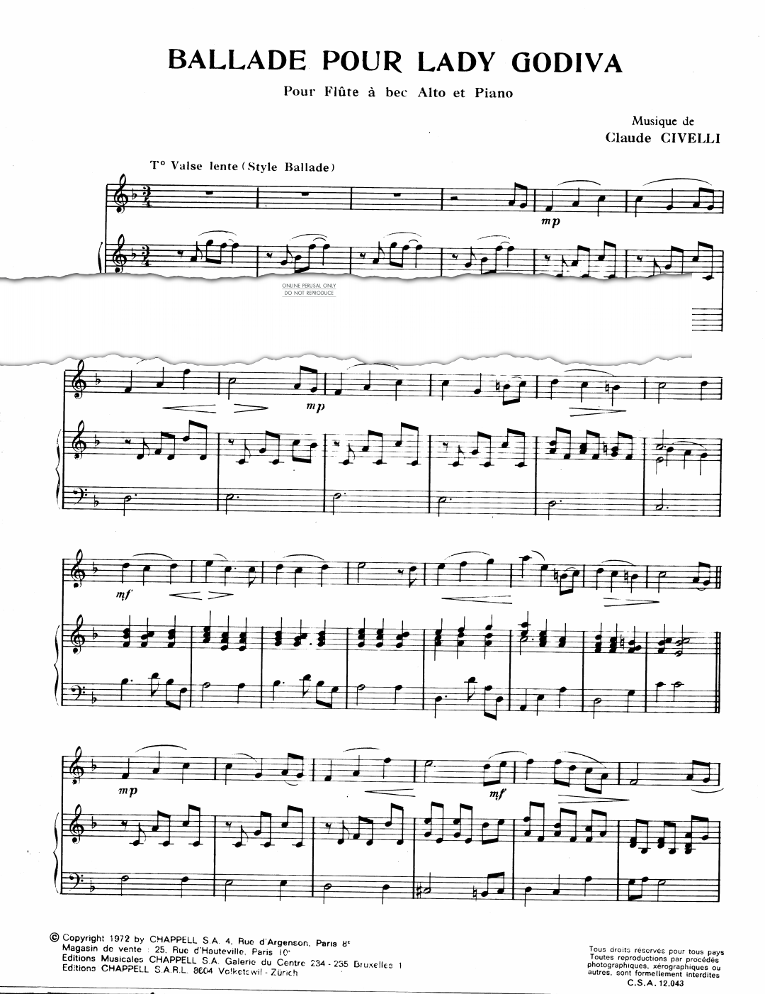 Product gallery: Page 1 of 1 Ballade Pour Lady Godiva, Claude Civelli