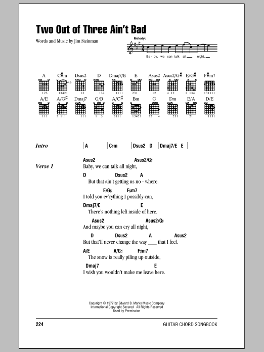 Produktgalerie: Seite 1 von 1 Two Out Of Three Ain't Bad, Meat Loaf, Gitarre