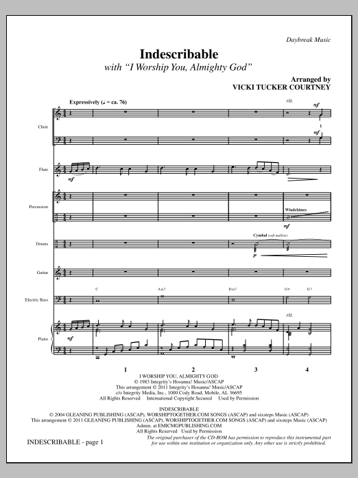 Produktgalerie: Seite 1 von 1 Indescribable - Full Score, Vicki Tucker Courtney, Chor
