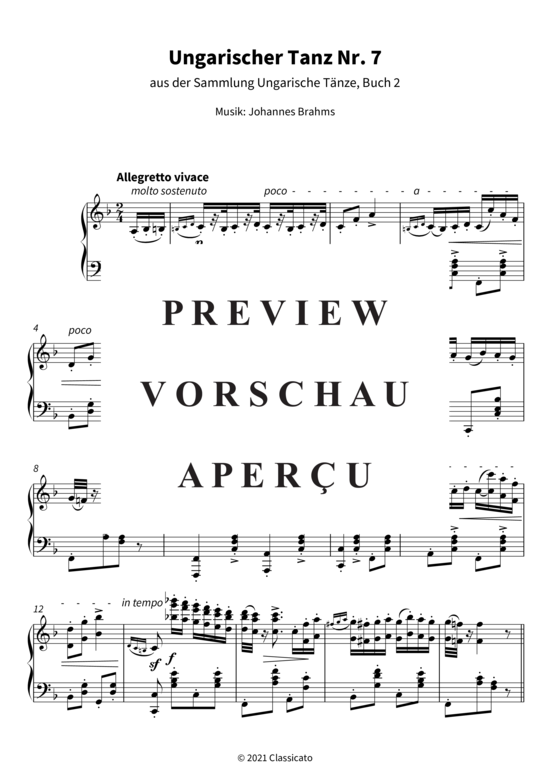 gallery: Ungarischer Tanz Nr. 7 - aus der Sammlung Ungarische Tänze, Buch 2 , , (Klavier Solo)