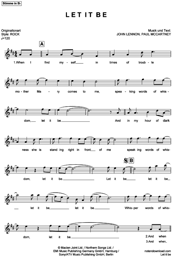 gallery: Let it be , Beatles, The, (Stimme in B)