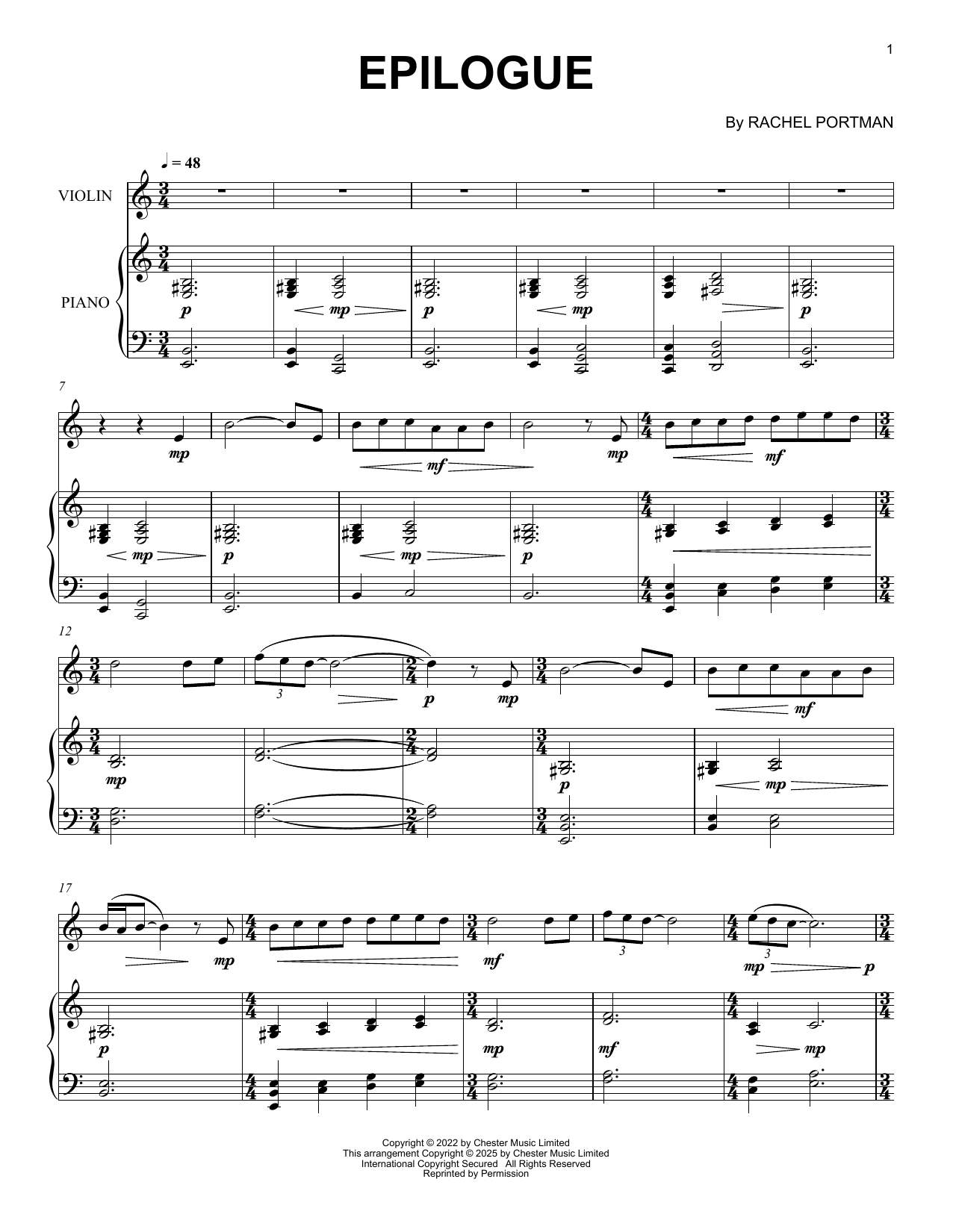 Produktgalerie: Seite 1 von 1 Epilogue, Rachel Portman, Klavier, Violine