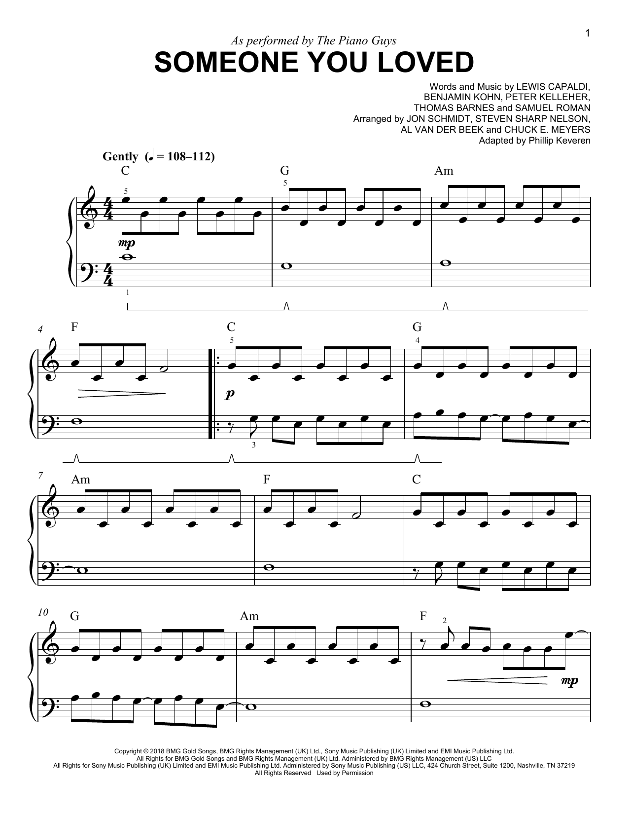 Product picture to: Someone You Loved (arr. Phillip Keveren)