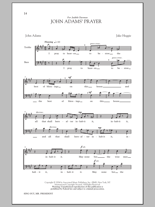 Produktgalerie: Seite 1 von 1 John Adams' Prayer, Jake Heggie, Chor
