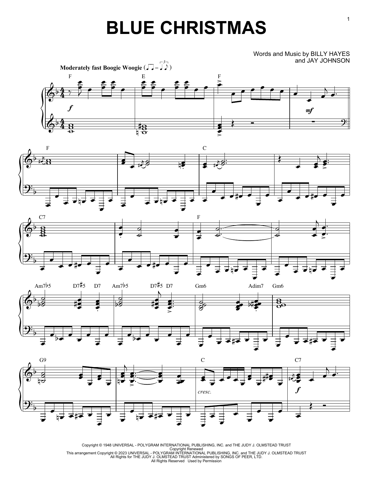 Produktgalerie: Seite 1 von 1 Blue Christmas [Boogie Woogie version] (arr. Brent Edstrom), Elvis Presley, Klavier