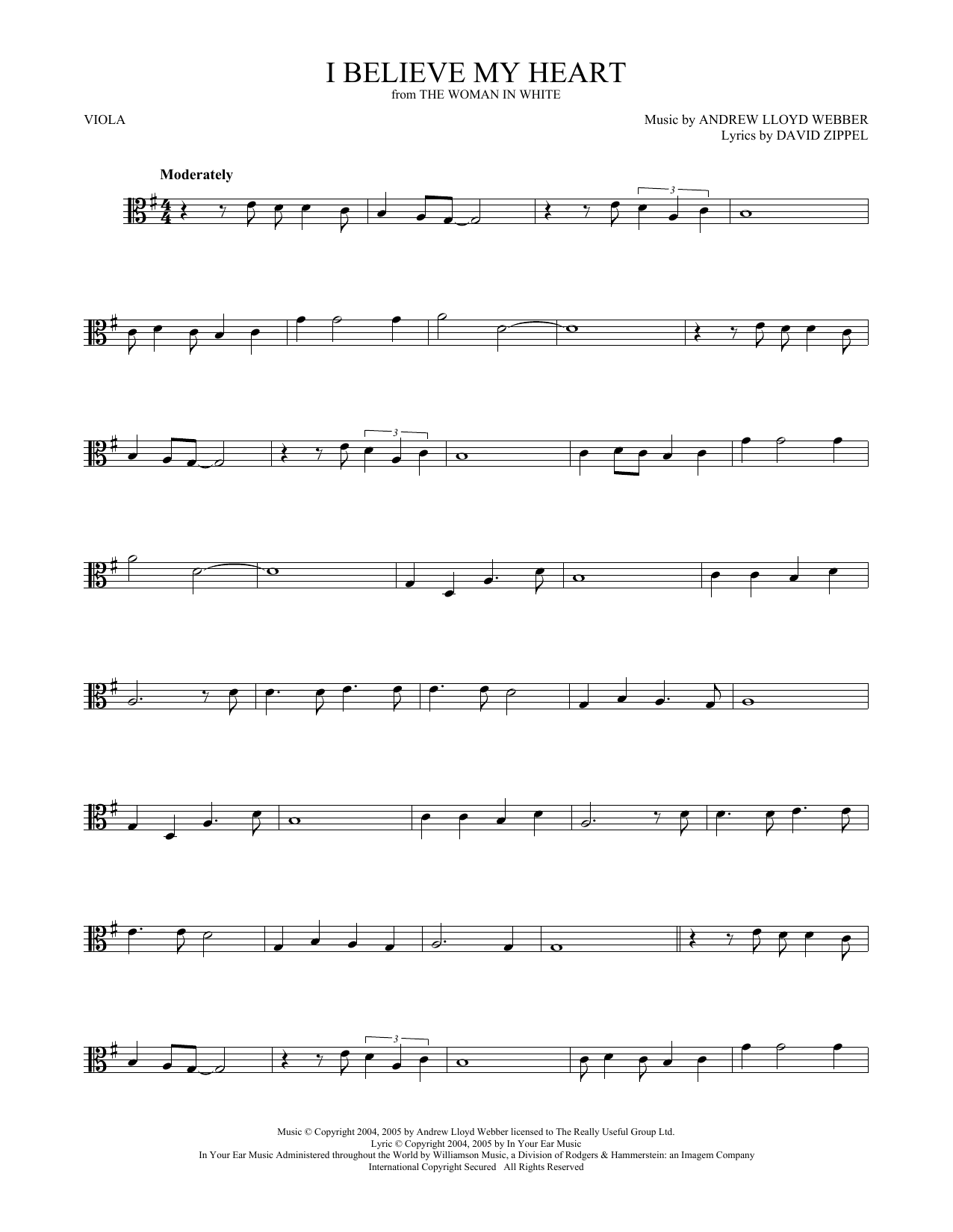 Product gallery: Page 1 of 1 I Believe My Heart (from The Woman In White), Andrew Lloyd Webber