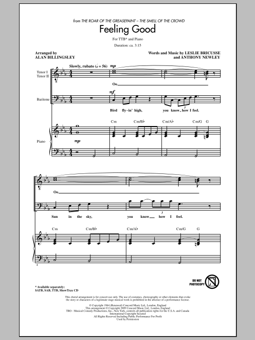 Product picture to: Feeling Good (arr. Alan Billingsley)