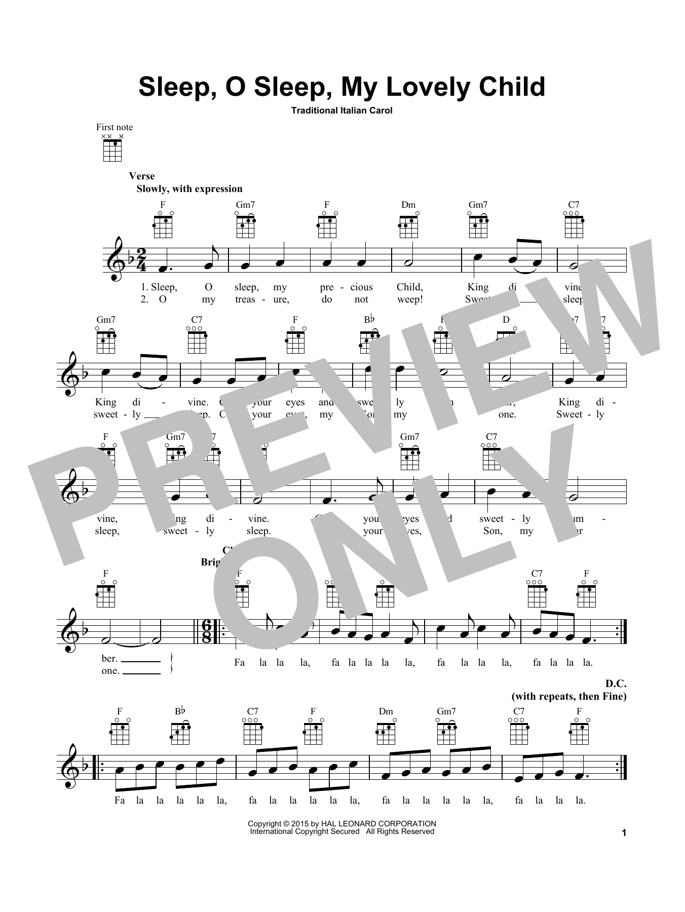 Product gallery: Page 1 of 1 Sleep, O Sleep, My Lovely Child, Traditional Italian Carol