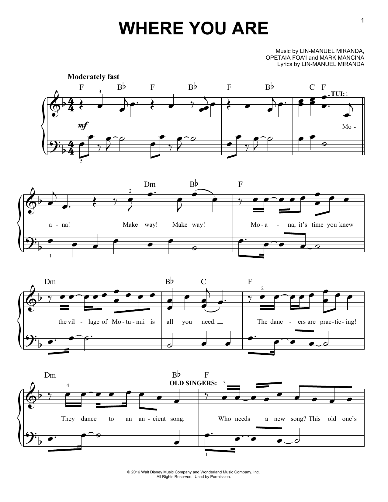 Product picture to: Where You Are (from Moana)