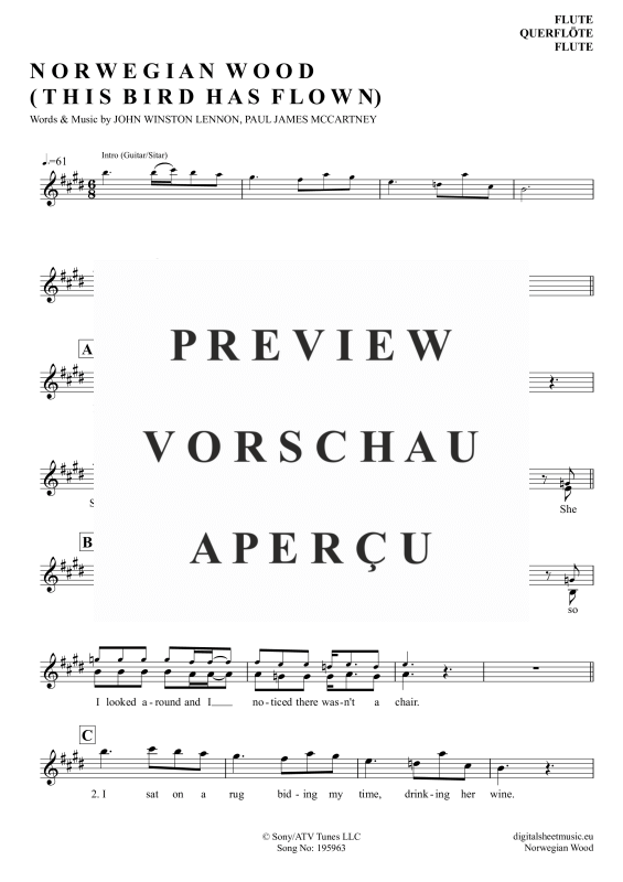 Product gallery: Page 2 of 3 Norwegian Wood, Beatles, The, (Querflöte)