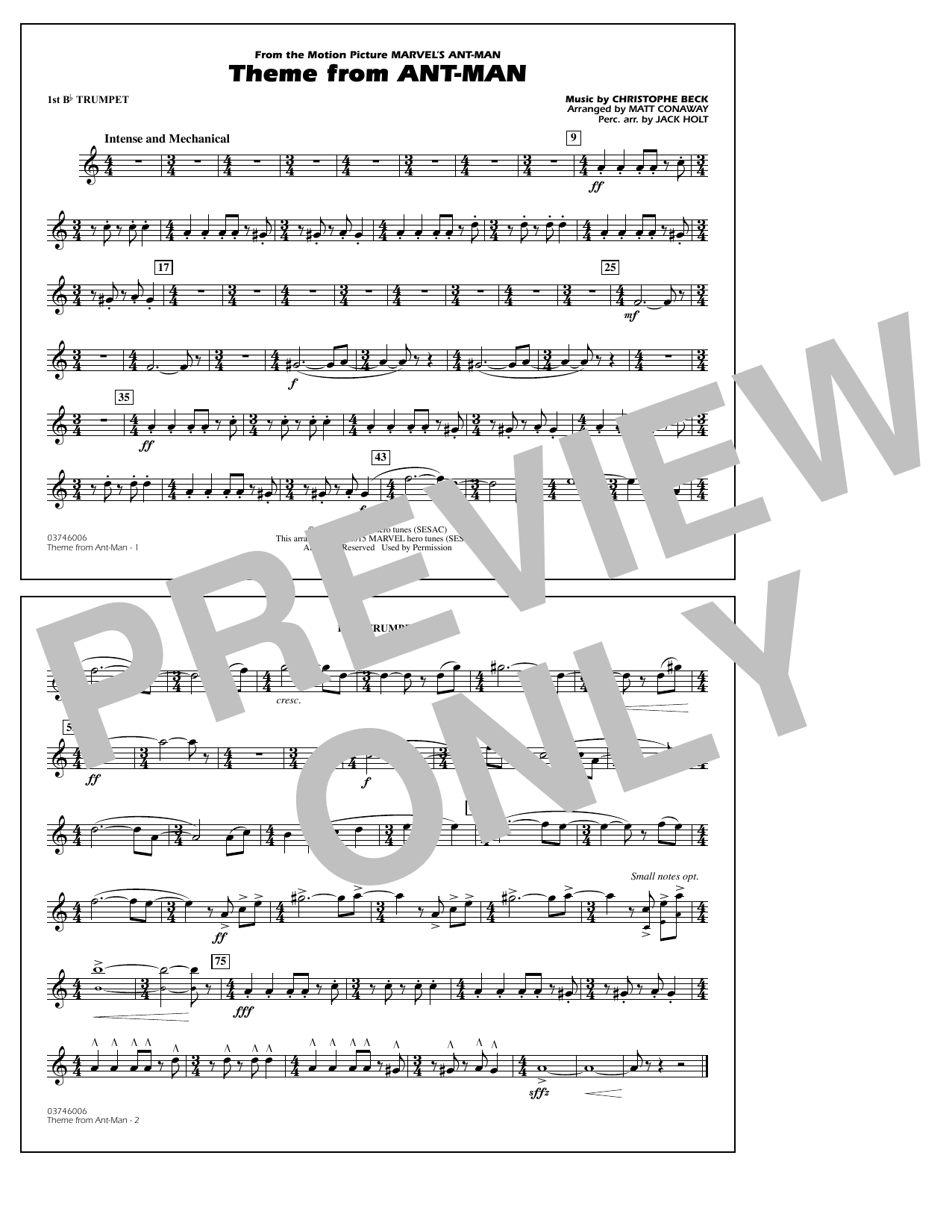 Product picture to: Theme from Ant-Man (Arr. Matt Conaway) - 1st Bb Trumpet