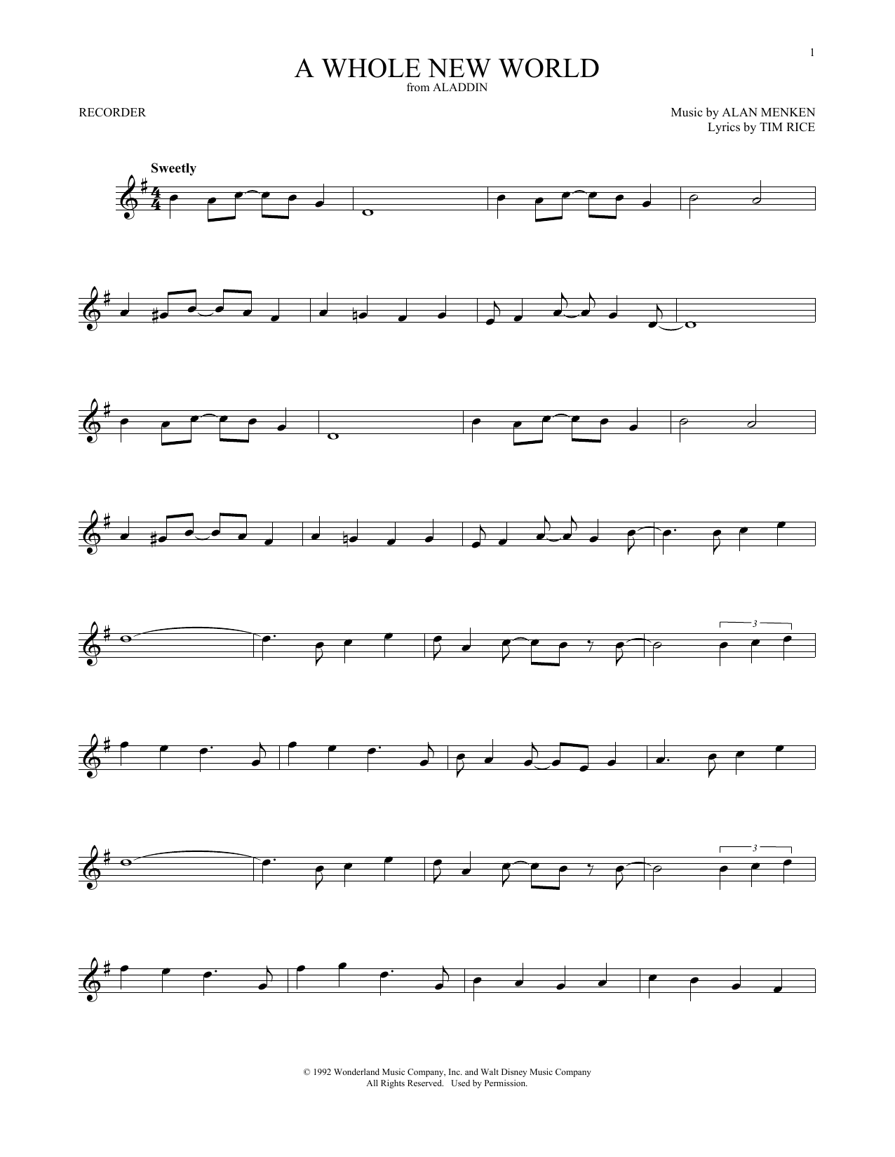 Product gallery: Page 1 of 1 A Whole New World (from Aladdin), Alan Menken & Tim Rice