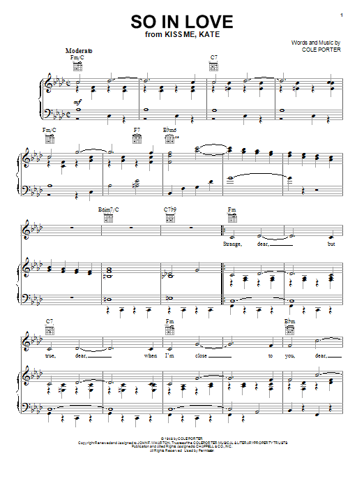 Produktgalerie: Seite 1 von 1 So In Love (from Kiss Me, Kate), Cole Porter, Gesang, Gitarre, Klavier