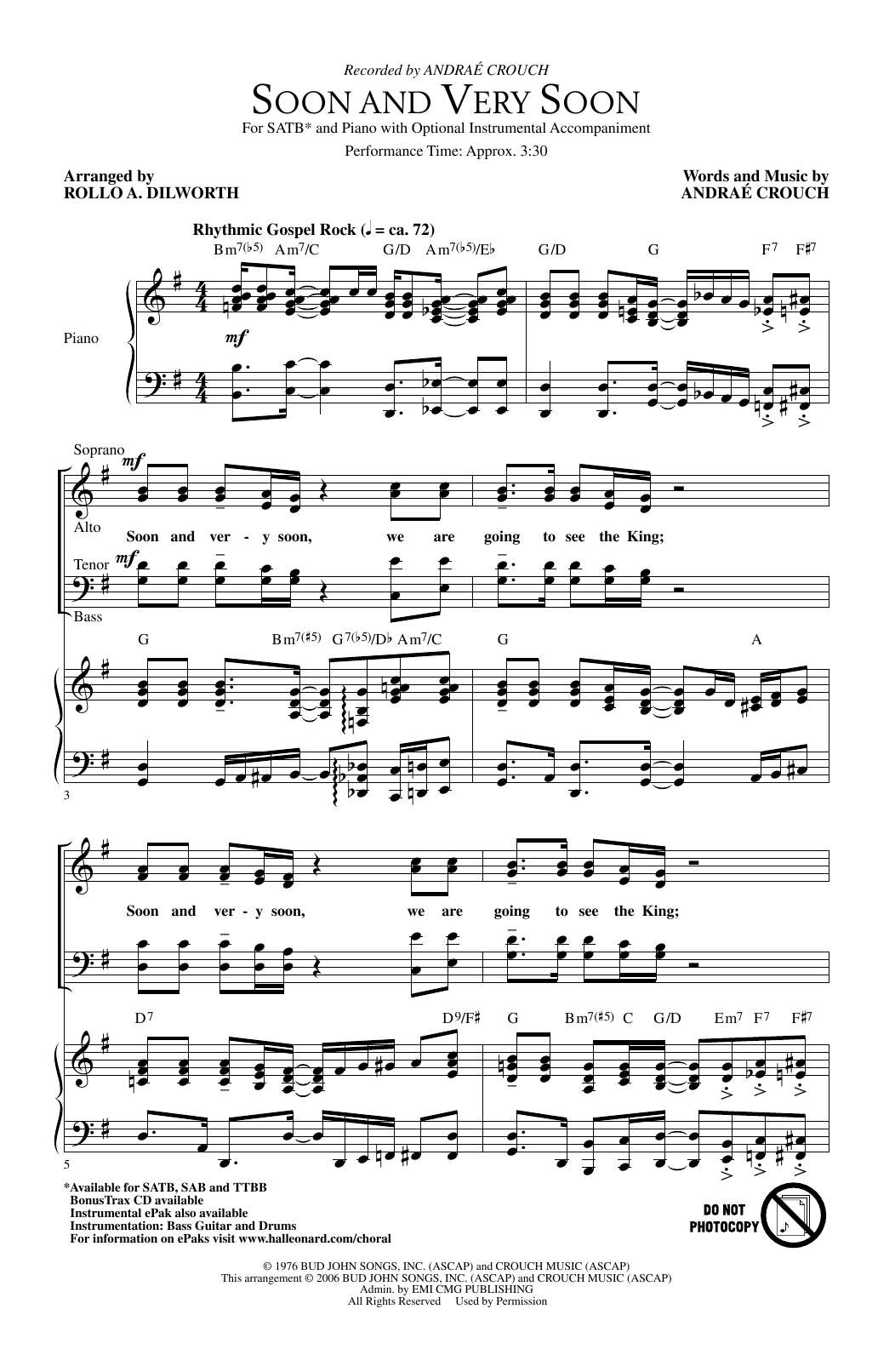 Produktbild zu: Soon And Very Soon (arr. Rollo Dilworth)